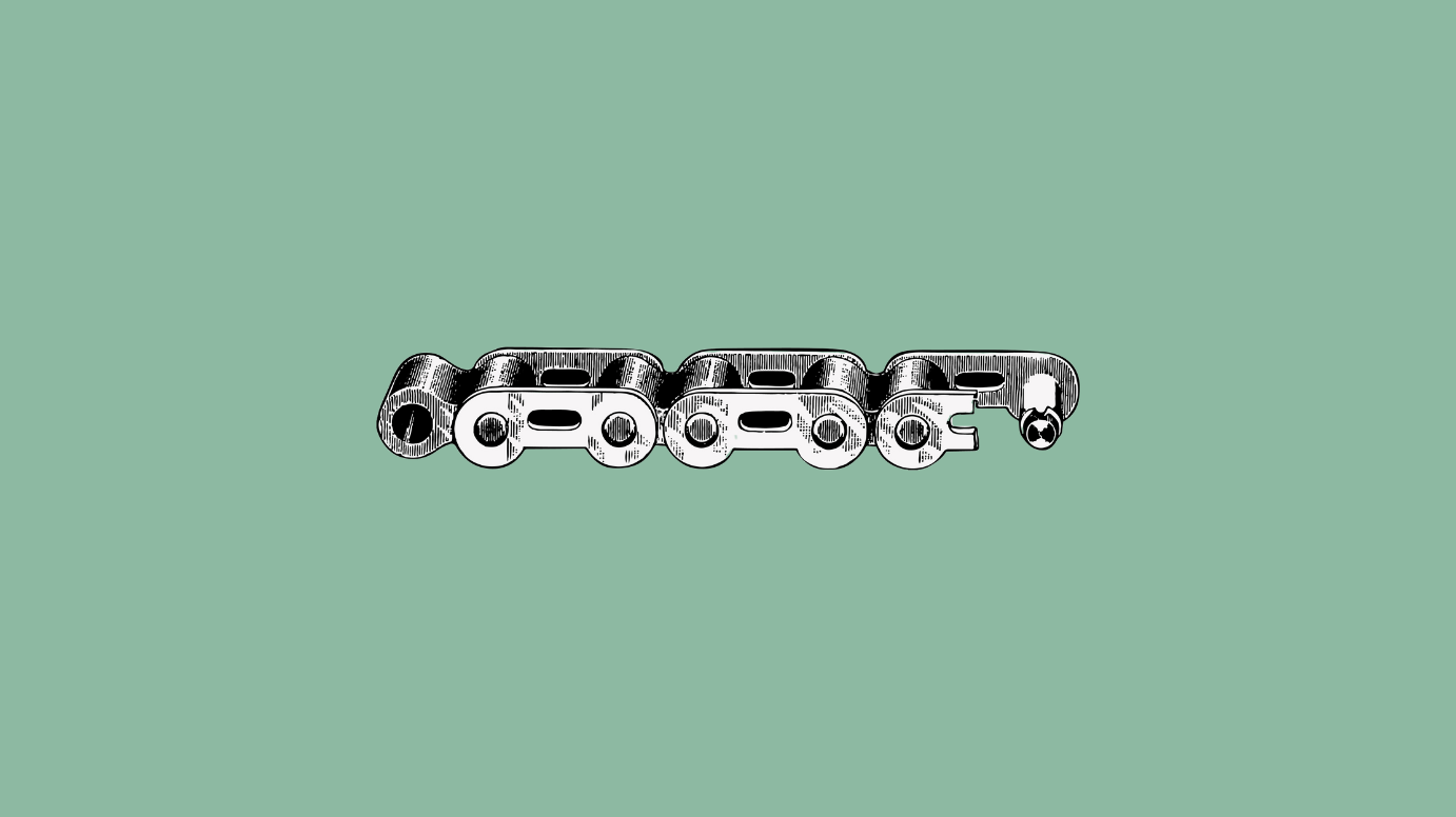 A vintage illustration of mechanical chainlink